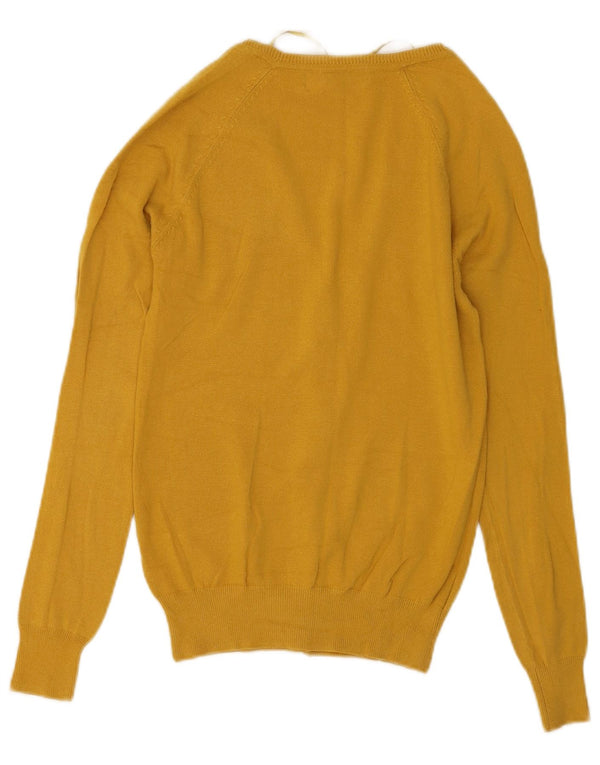 Zara Cardigan Femme Pull UK 12 Coton Jaune Moyen
