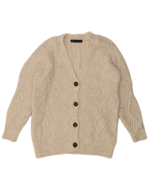 Marks & Spencer Pull cardigan surdimensionné pour femme UK 10 Petit acrylique beige