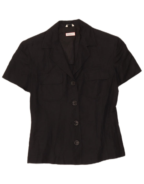 Max & Co. Veste blazer à manches courtes 3 boutons pour femme UK 10 Small Noir
