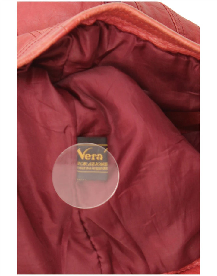 veste en cuir crop femme vintage UK 12 cuir rouge moyen