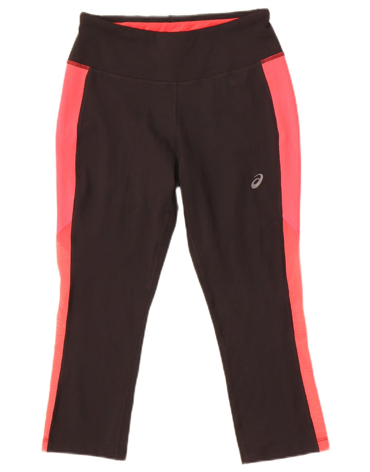 Asics Femmes Capri Leggings UK 10 Petit Noir Colorblock Polyester