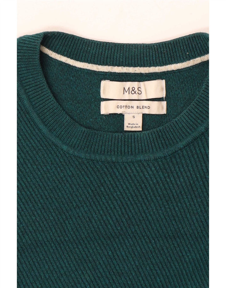 Marks & Spencer Pull col rond pour homme en coton vert petit