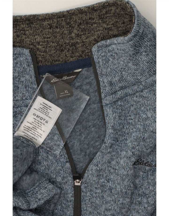 EDDIE BAUER Mens Zip Neck Sweatshirt Jumper XL Blue Flecked Polyester Vintage Eddie Bauer and Second-Hand Eddie Bauer from Messina Hembry 