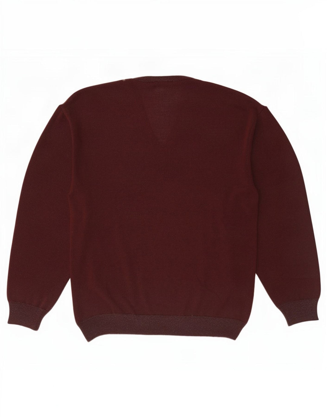 vintage Mens V-Col Jumper Pull Grand Marron Fair Isle Laine