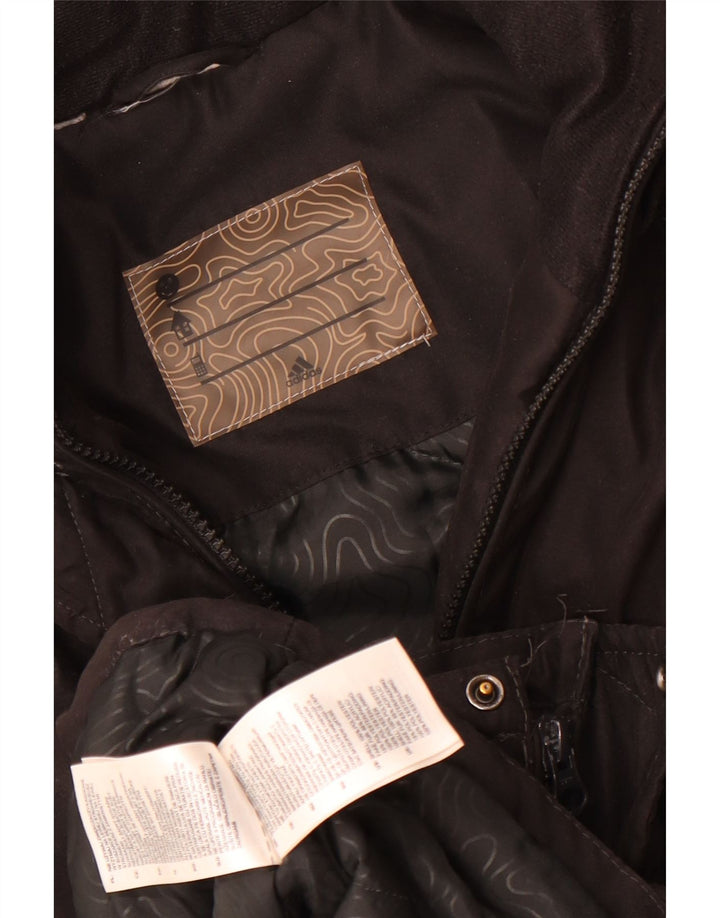 Adidas Veste Parka à capuche pour femme UK 14 Medium Noir Polyester
