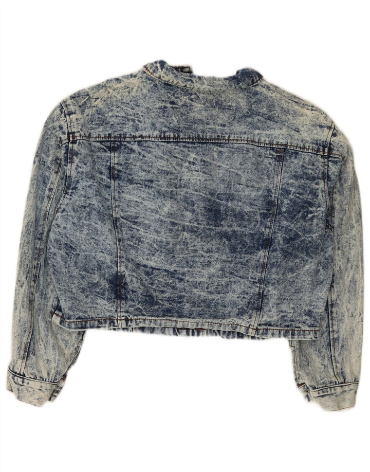 vintage Womens Crop Veste en denim surdimensionnée IT 44 Coton bleu moyen