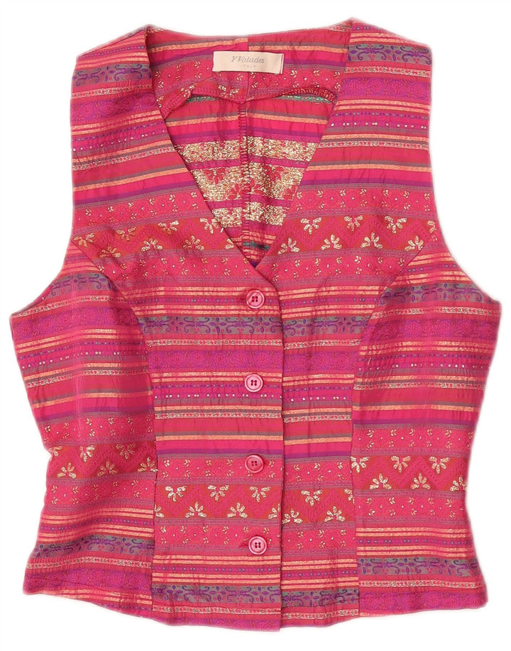 gilet femme vintage IT 42 Acétate rayé rose moyen