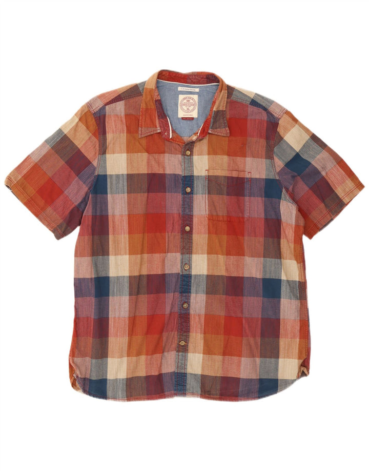 Fat Face Chemise à manches courtes pour homme 2XL en coton à carreaux multicolore