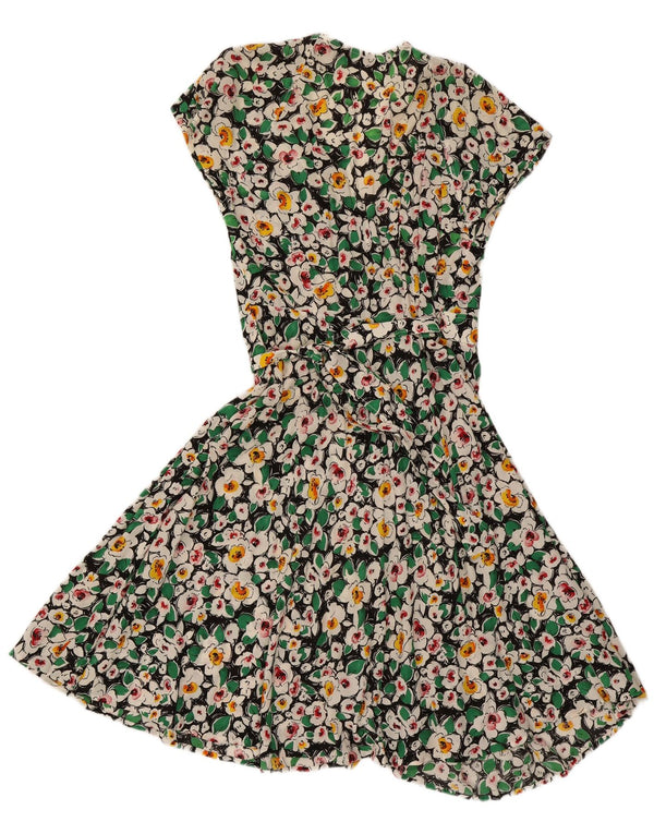 vintage Womens Wrap Dress UK 12 Moyen Multicolore Floral