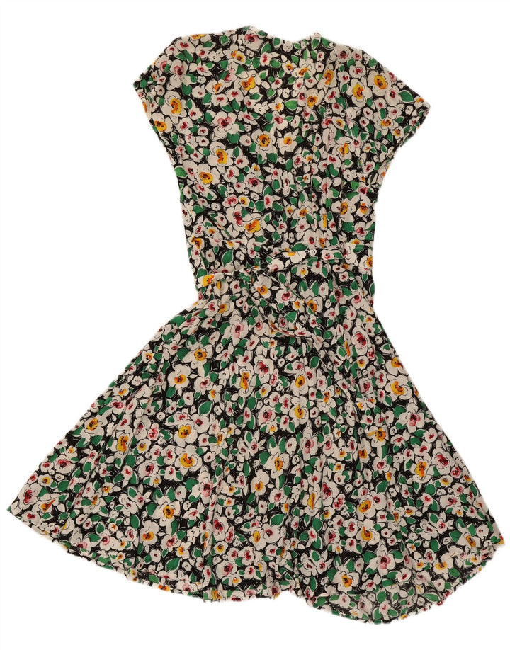 vintage Womens Wrap Dress UK 12 Moyen Multicolore Floral