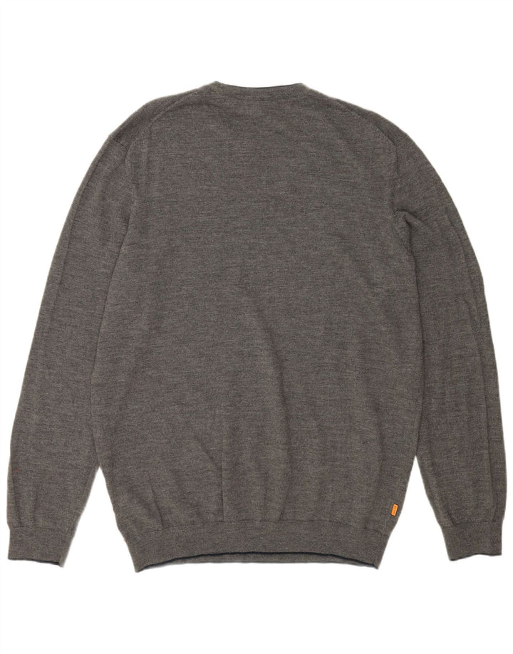 TIMBERLAND Pull à col rond pour homme 2XL Gris Laine mérinos