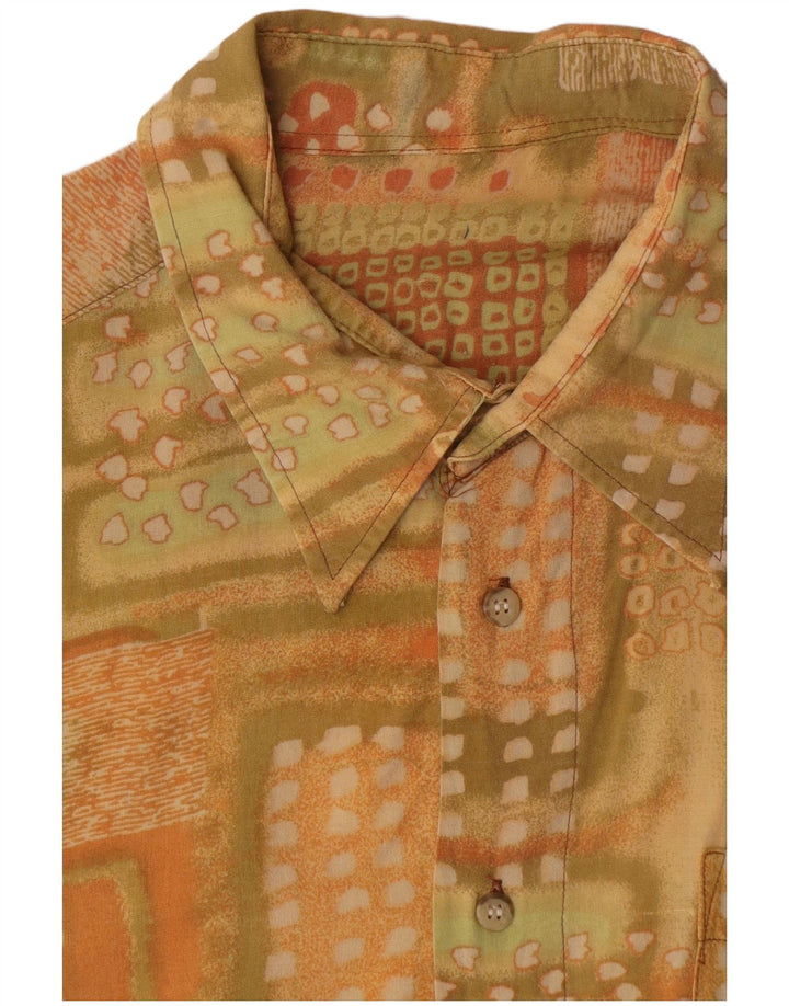 vintage Chemise à manches courtes pour hommes XL Jaune Géométrique