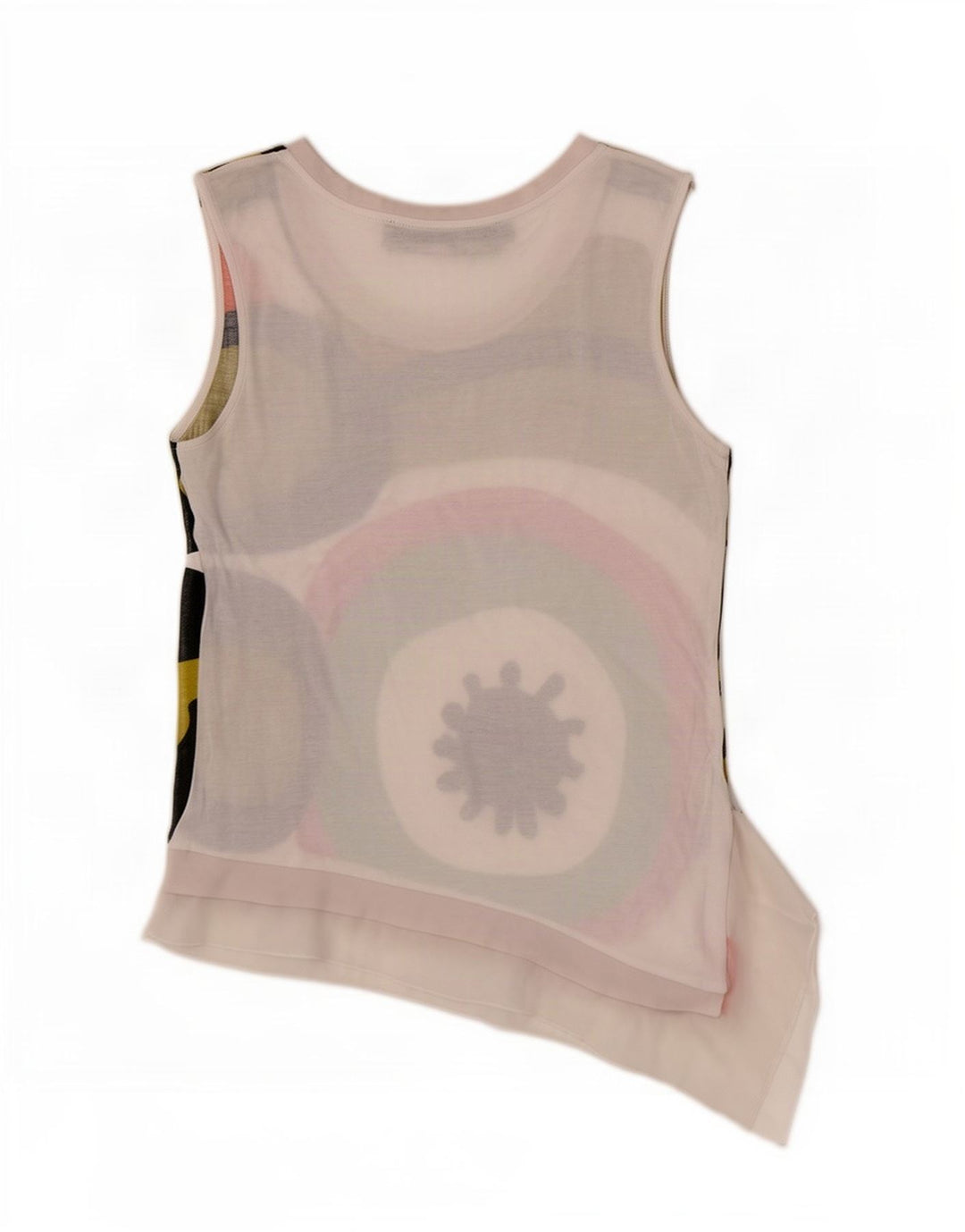 Desigual Débardeur Asymétrique Femme UK 12 Moyen Blanc Géométrique