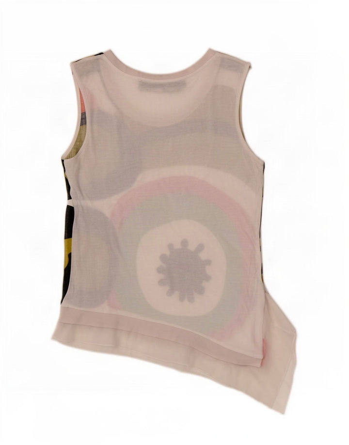 Desigual Débardeur Asymétrique Femme UK 12 Moyen Blanc Géométrique