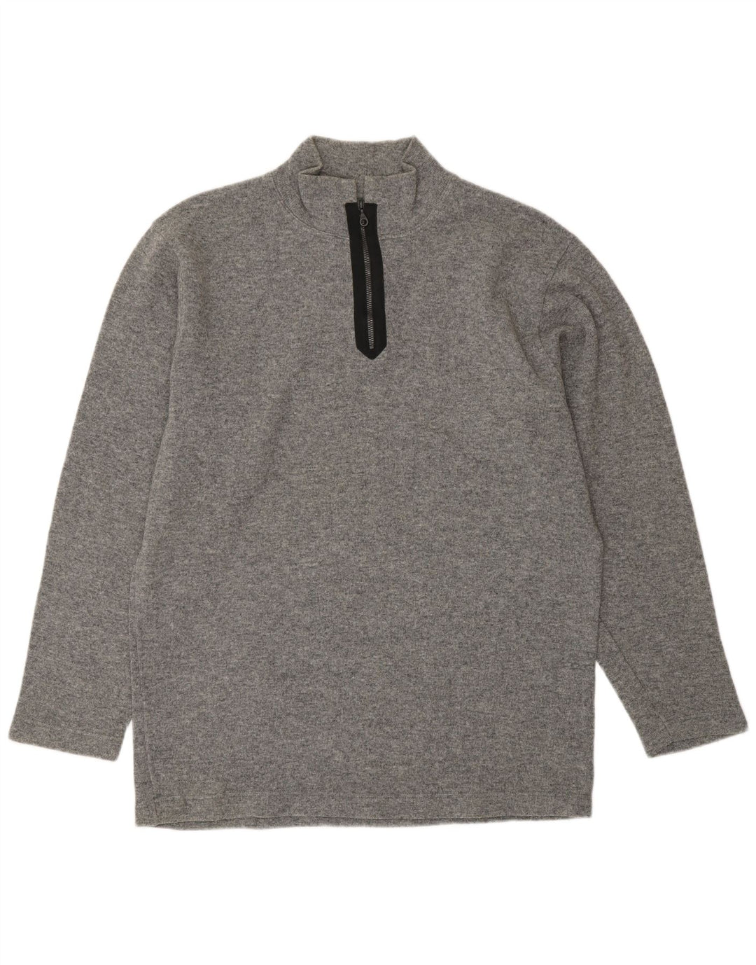 BELFE & BELFE Pull col zippé pour homme en laine grise