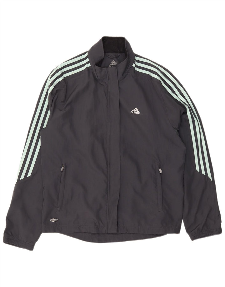 Adidas Femmes Clima Proof Survêtement Top Veste UK 16 Grand Gris Polyester
