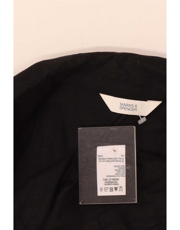 Marks & Spencer Veste blazer à manches 3/4 pour femme UK 8 Petit lin noir