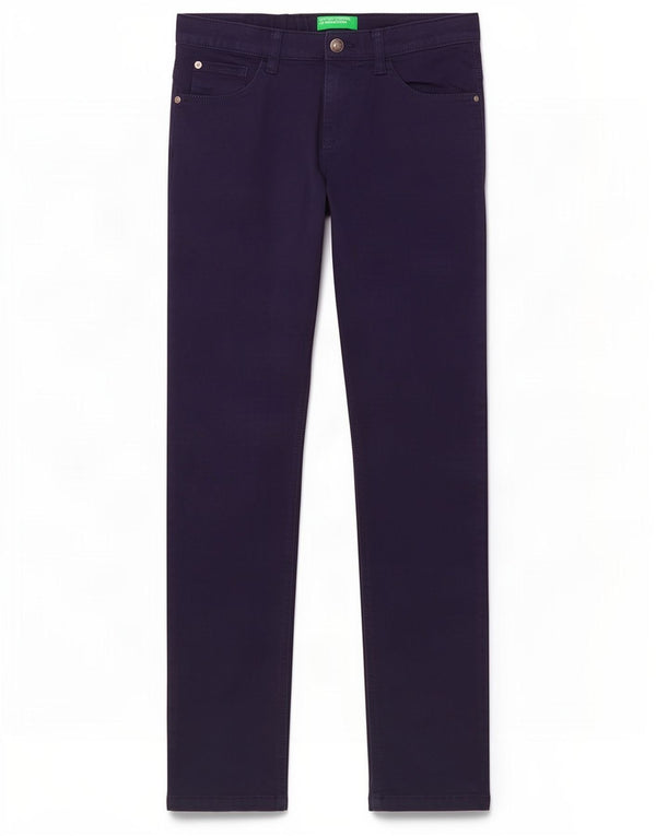 Benetton Boys Slim Casual Trousers 11-12 Years 2XL W26 L29 Navy Blue Cotton