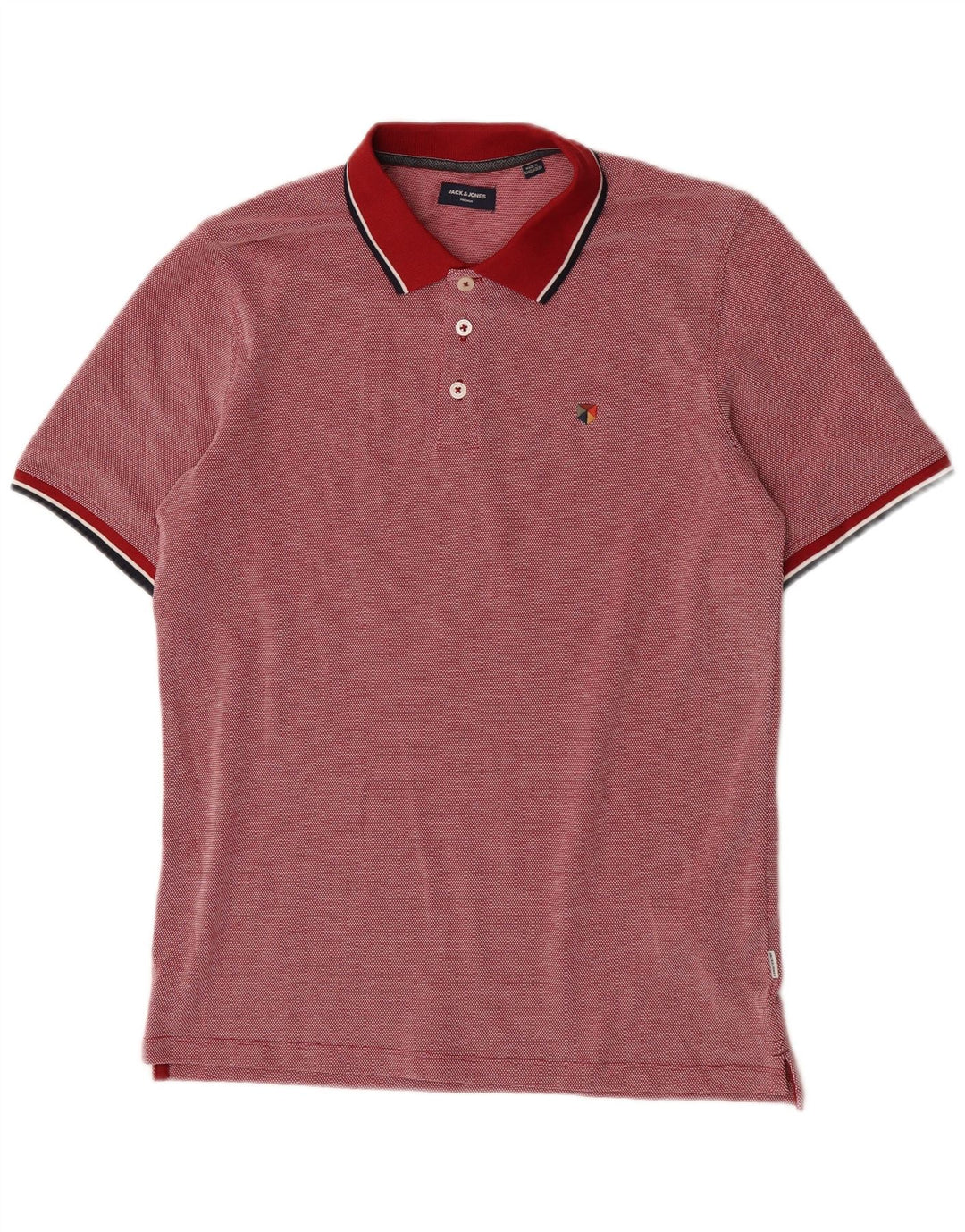 Jack & Jones Polo Homme Rouge Moyen En Coton À Pois