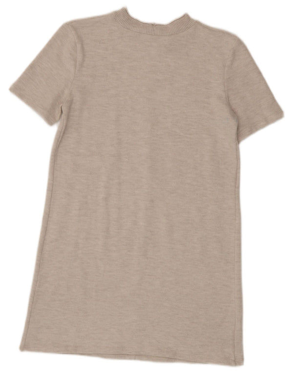 Zara Robe pull à manches courtes pour femme UK 10 Petit Beige