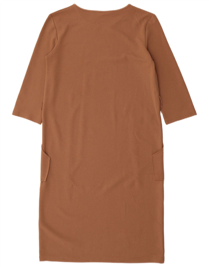 Zara Robe droite à manches 3/4 pour femme UK 10 Small Marron