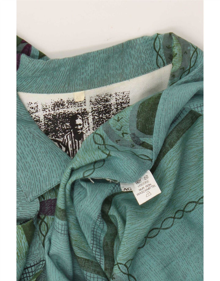 Chemise à manches courtes Vintage pour hommes, motif abstrait, Viscose verte XL