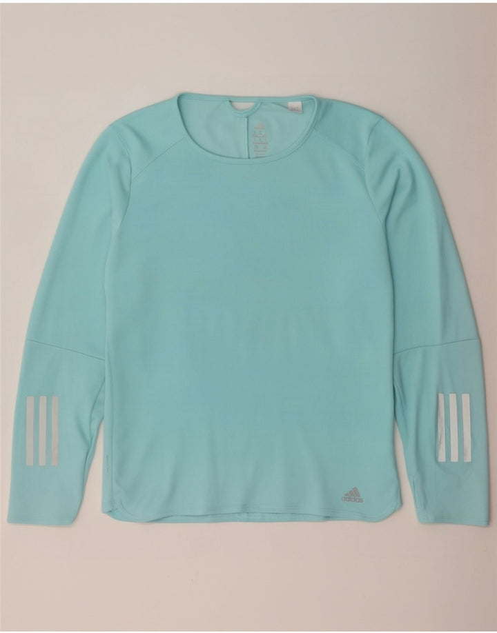 Adidas Femmes Climacool Top Manches Longues UK 12/14 Bleu Moyen Polyester