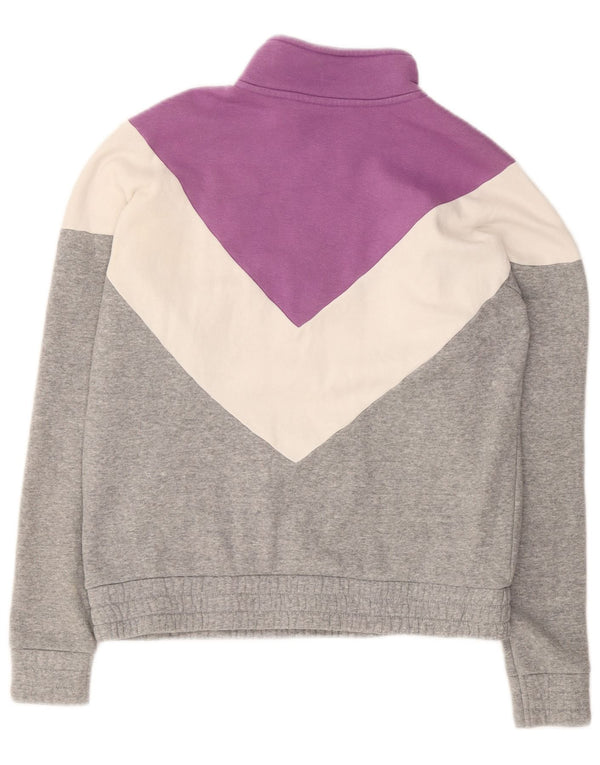 FILA Sweat-shirt 1/4 zippé pour femme UK 14 Gris moyen Colorblock Coton