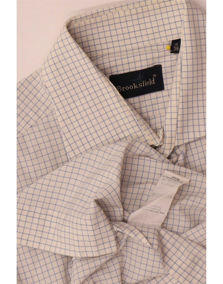 Brooksfield Chemise Homme Taille 38 Petit Coton à Carreaux Blanc