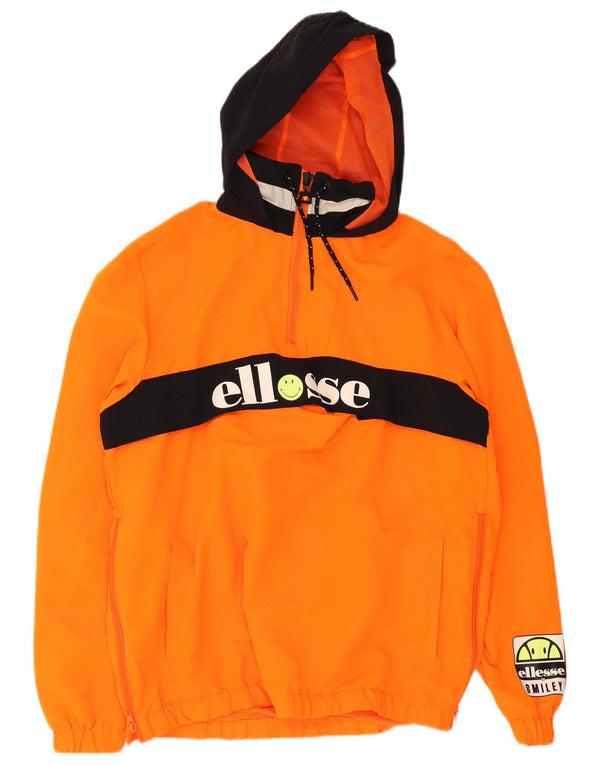 Ellesse Veste anorak à capuche Smiley pour homme UK 40 Large Orange Colourblock