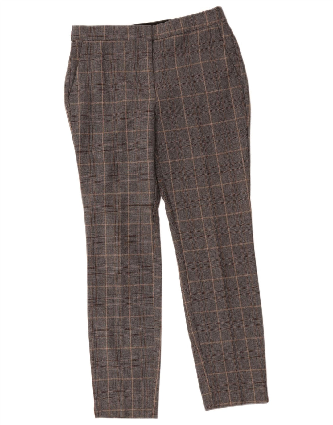 Zara Pantalon Chino Slim Femme Moyen W28 L26 Gris Carreaux Polyester