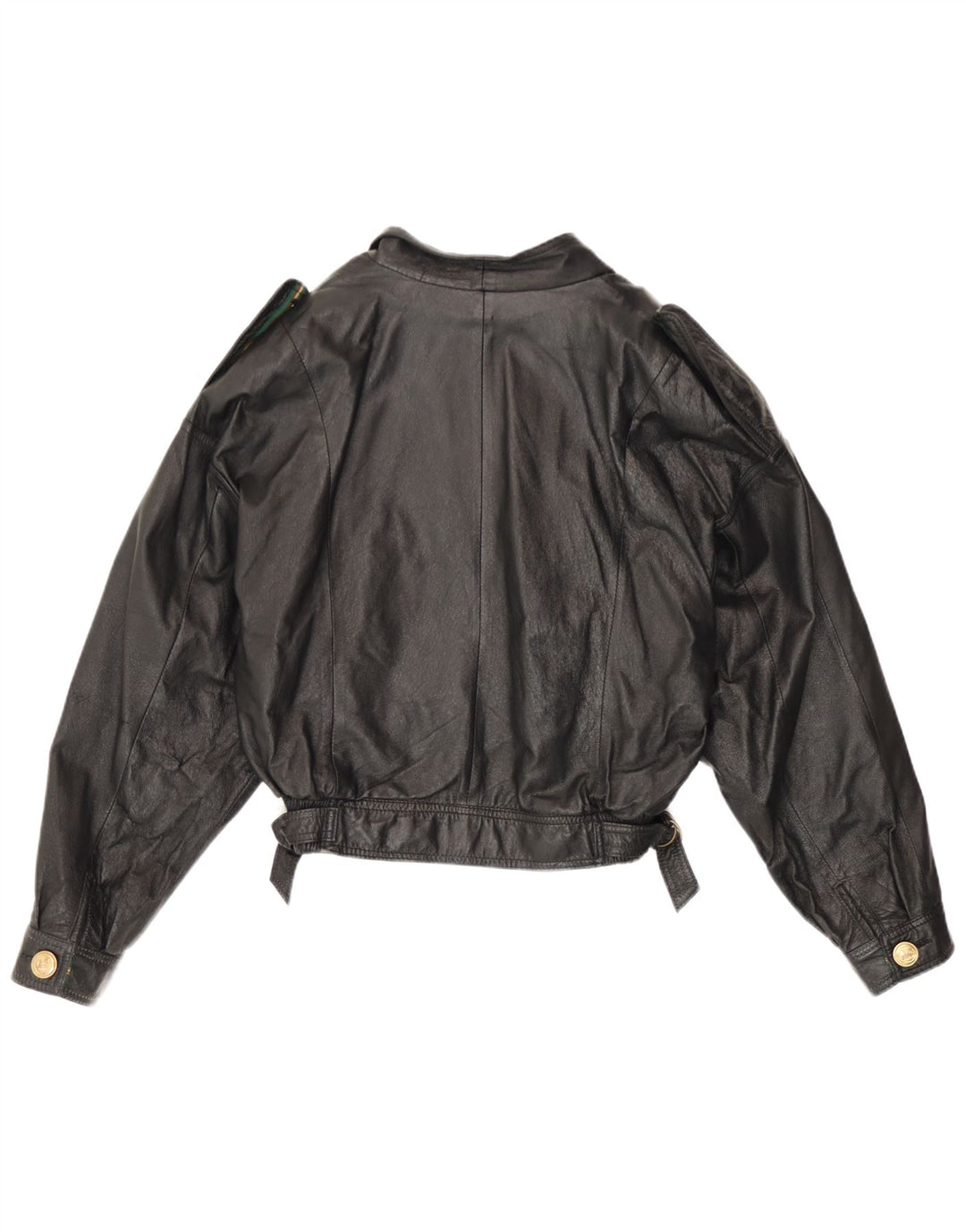 veste en cuir double poitrine vintage femme UK 12 Noir moyen