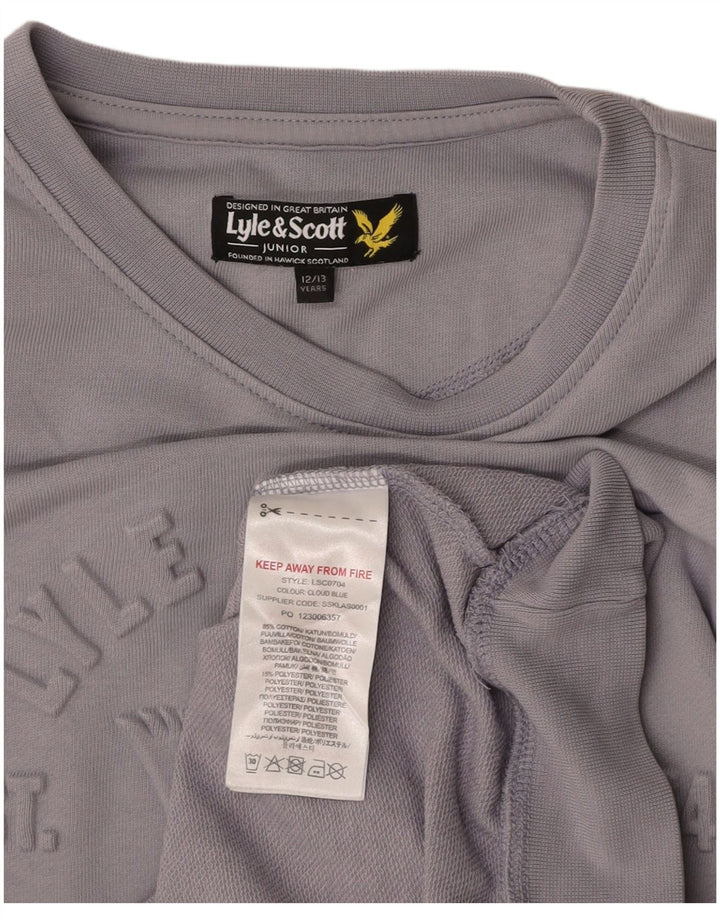 LYLE & SCOTT Boys Graphic Sweatshirt Jumper 12-13 Years Grey Cotton