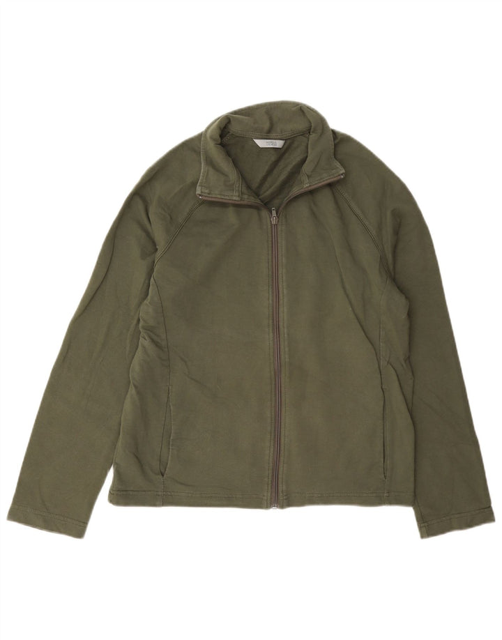 Marks & Spencer Veste de survêtement pour femme UK 12 Medium Kaki Coton