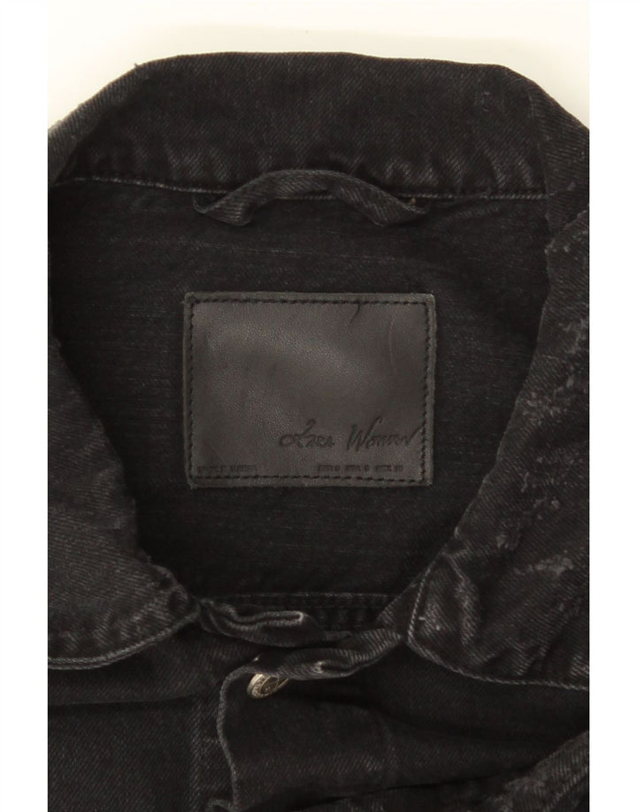 ZARA Veste en jean vieilli pour homme UK 36 Petit coton noir