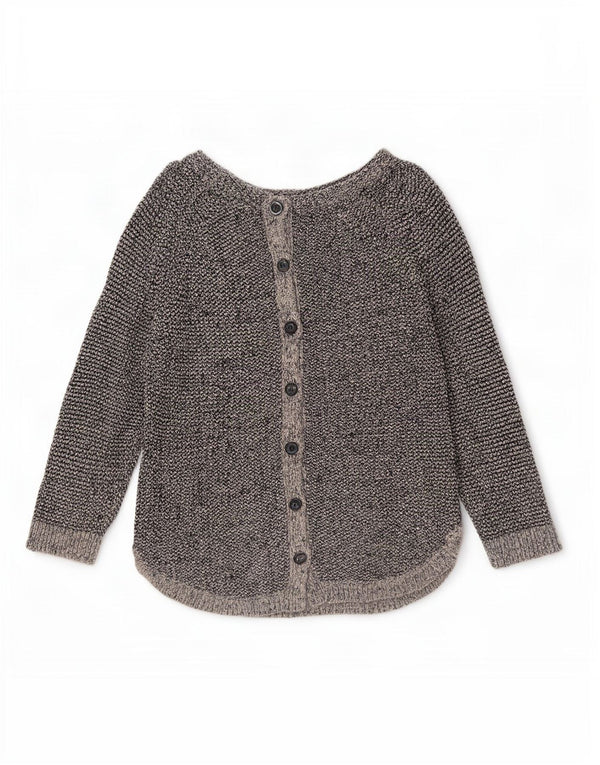 vintage Femmes 3/4 Manches Cardigan Pull UK 14 Bleu Moyen Moucheté