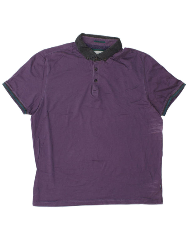 TED BAKER Polo Homme Taille 6 2XL Violet Colourblock Coton