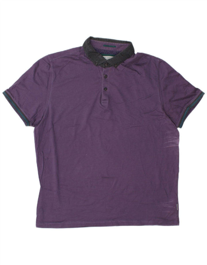 TED BAKER Polo Homme Taille 6 2XL Violet Colourblock Coton