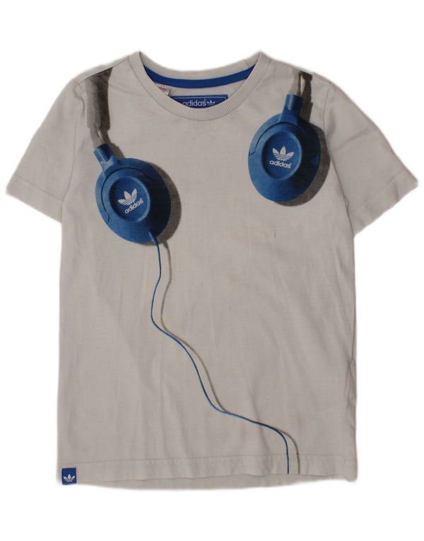 ADIDAS T-Shirt Graphique Garçon 7-8 ans Blanc Coton
