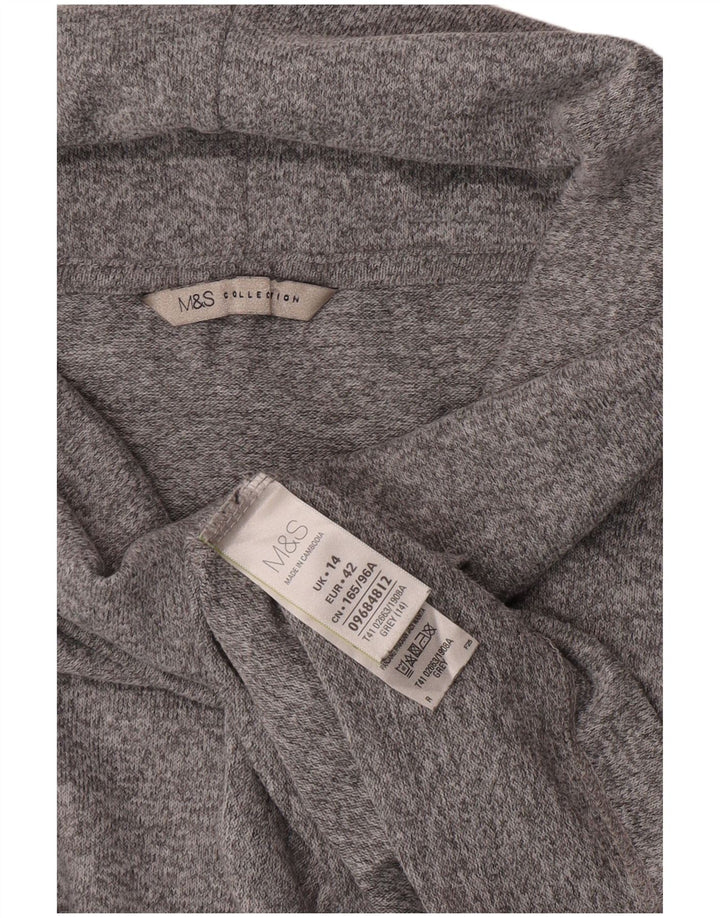 Marks & Spencer Haut Femme Manches 3/4 UK 14 Grand Gris Moucheté Polyester