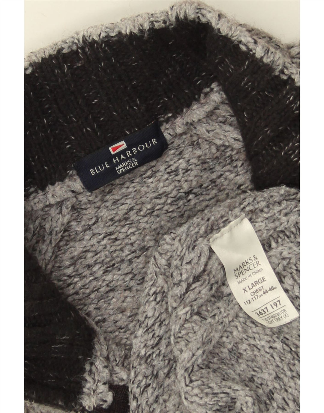 Marks & Spencer Pull à col zippé Blue Harbour pour homme XL Gris moucheté