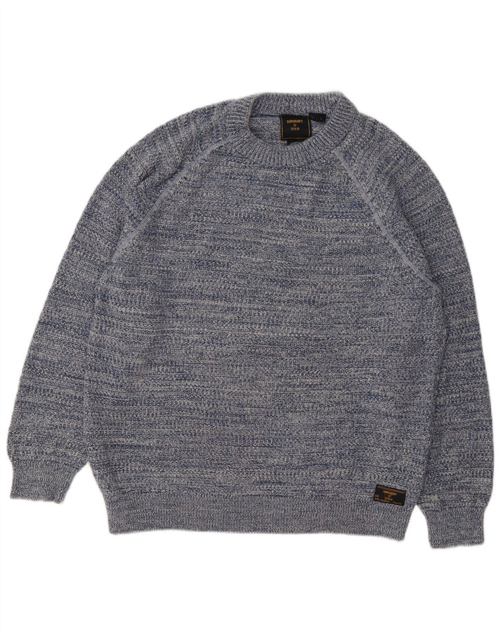 Superdry Homme Pull Col Ras Du Cou Grand Coton Rayé Bleu
