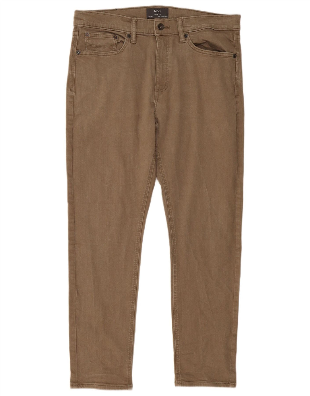 Marks & Spencer Jean Slim Homme W34 L29 Kaki Coton