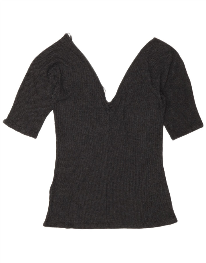 Zara Chemisier Femme Top UK 12 Gris Moyen Lyocell