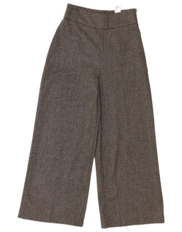 Zara Pantalon décontracté taille haute pour femme, jambe large, XS W24 L25, gris à chevrons
