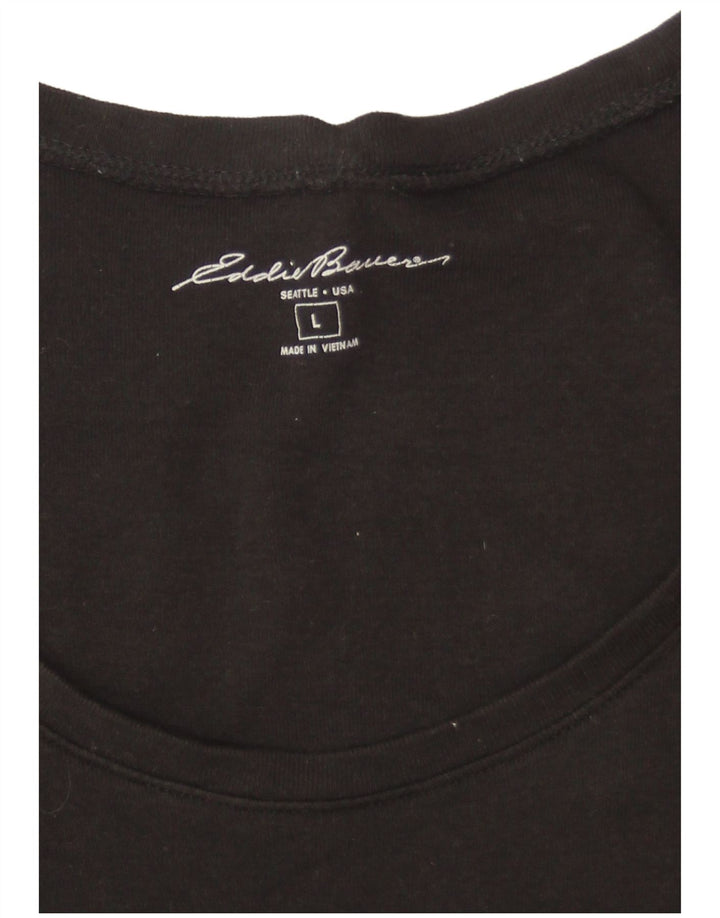 EDDIE BAUER T-Shirt Femme Top UK 16 Large Noir