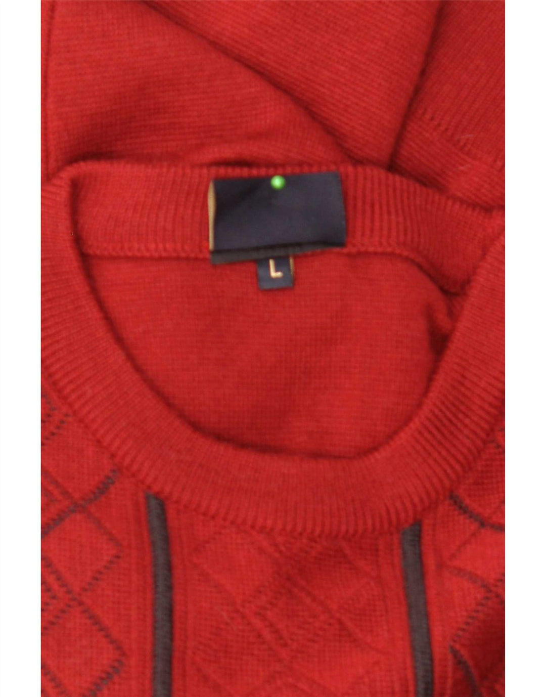 Gabicci Pull à col rond pour homme en laine à losanges/diamants rouges