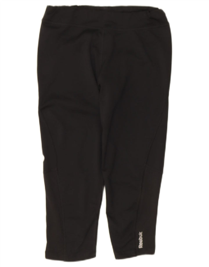 Reebok Leggings Capri Femme UK 8/10 Petit Noir Polyester