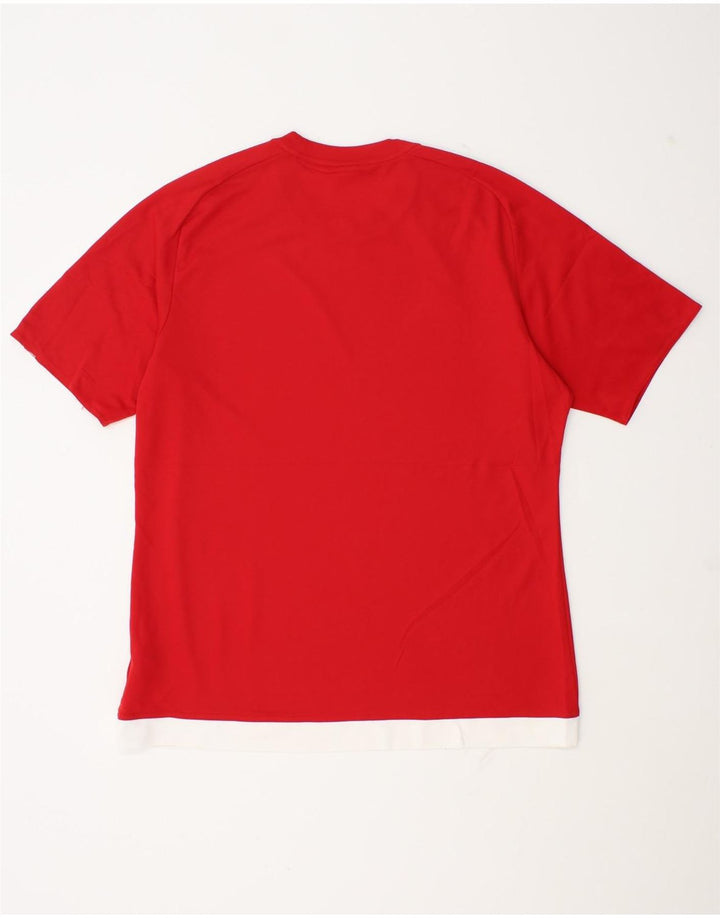 Adidas Hommes Climalite T-Shirt Haut Large Rouge Colorblock Polyester