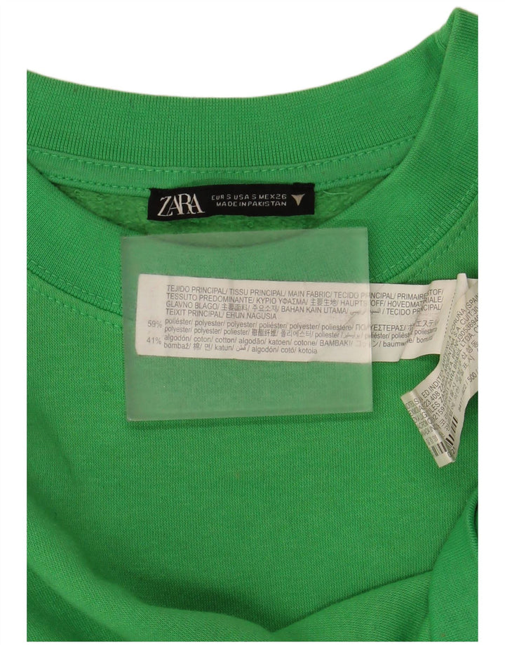 Zara Womens Crop Oversize Sweatshirt Jumper UK 10 Petit Vert Polyester